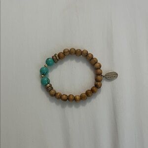 Southern Sequins Wooden and Turquoise Beaded Bracelet